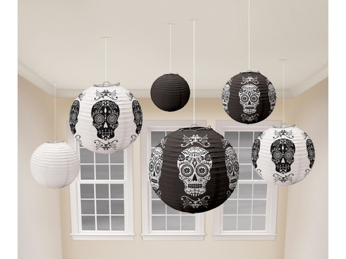 Mexikói koponyás lámpások Halloweenre - 6 db.