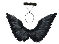 Fekete angyalszárnyak glóriával - 72 x 40 cm - 1 db.