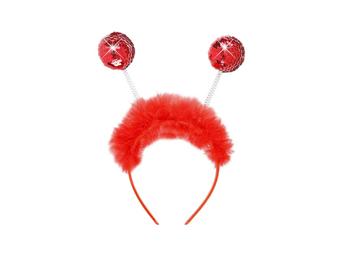 Fejpánt piros flitterekkel és szőrmével