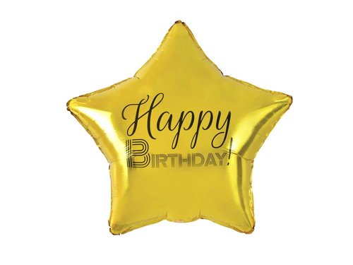 Boldog születésnapot arany csillag fólialufi - 48 cm - 1 db.