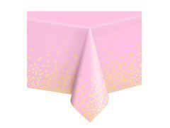 Születésnapi terítő rózsaszín arany pöttyökkel - 137 x 274 cm - 1 db.