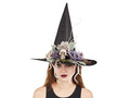 Boszorkány kalap virágokkal Halloweenre - 1 db.