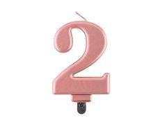 Rózsaarany metál számgyertya - 2 - kettő