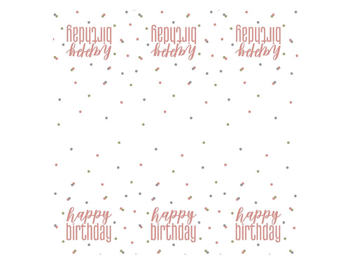 Rózsaszín arany Happy Birthday terítő - 137 x 213 cm - 1 db.