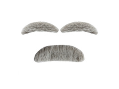 Szürke bajusz szemöldökkel Nagyapa - 1 db.