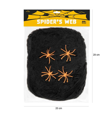 Fekete pókháló pókokkal Halloweenre - 200 g - 1 op.