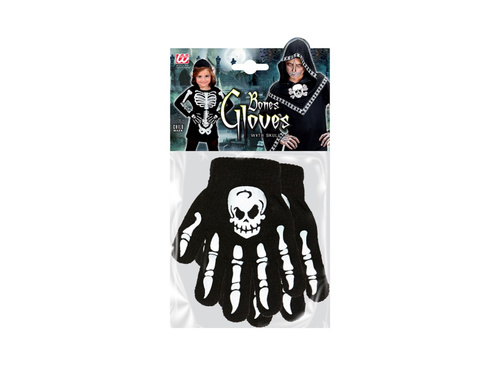 Csontváz kesztyű koponyával - gyerekeknek, gyapjúból készült