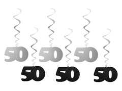 Függődísz disznók 50. születésnap - 6 db.