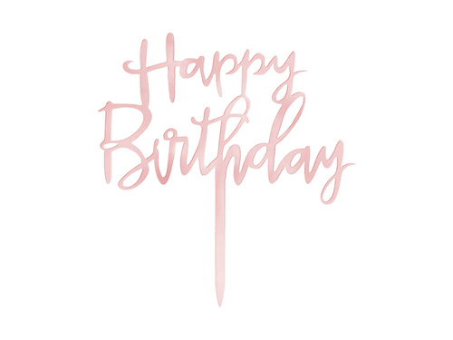 Boldog születésnapot tortadísz rózsaszín arany - 1 db.