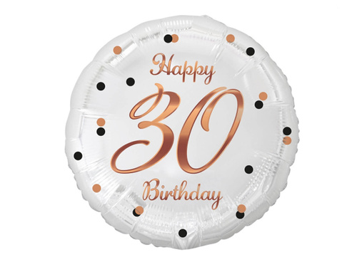 Fólialufi harmincadik születésnapra rózsaarany nyomattal - 46 cm - 1 db.
