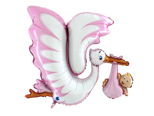 Rózsaszín gólya fólialufi - 135 cm - 1 db.