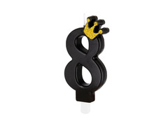 Nyolcas gyertya fekete koronával - 8 - 1 db.