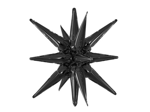 3D fekete csillag fólialufi - 40 cm - 1 db.