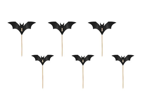 Halloween denevér cupcake picks - 6 db.