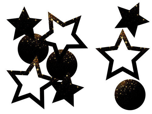 Csillogó kétoldalas dekoráció - 12 db.