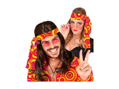 Narancssárga hippi fejpánt Groovy Bubbles 1970-es évek.