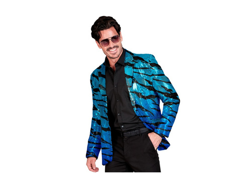 Party Fashion party kabát - kék flitterek hullámos mintával