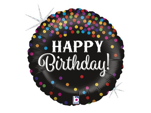 Boldog születésnapot konfetti fólialufi - 46 cm - 1 db.