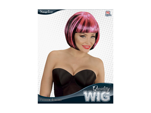 Fekete és rózsaszín paróka divatos kiemelésekkel