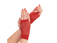 Piros hálós kesztyű - 11 cm