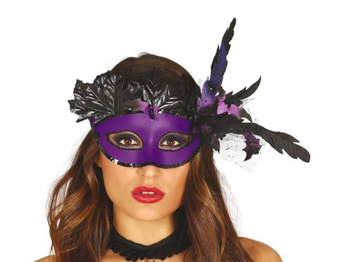 Lila farsangi maszk levelekkel