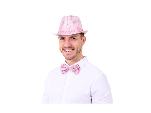 Rózsaszín flitteres csokornyakkendő - 7 x 12 cm - 1 db.