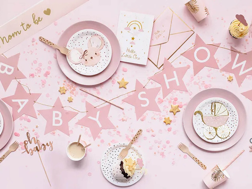 Babaköszöntő csillagok banner világos rózsaszín - 290 cm - 1 db.