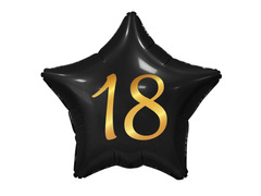 Fólialufi 18. születésnapra fekete csillag - 48 cm - 1 db.