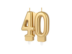 Arany 40. évfordulós gyertya - 7,7 cm - 1 db.