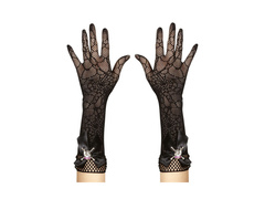 Koponyás kesztyű strasszal és pókhálóval - 33 cm