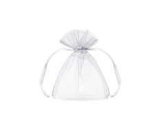 Organza tasakok vendégeknek - fehér, egyszínű - 7,5 x 10 cm - 10 db.