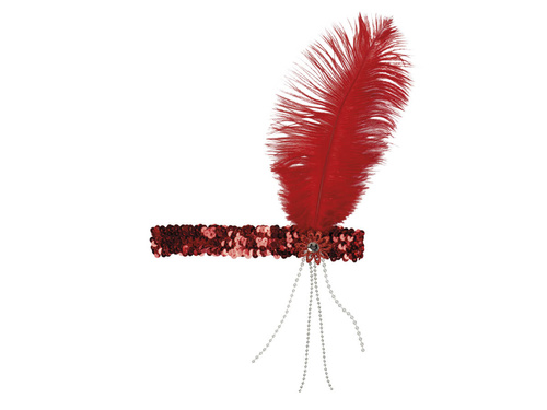Retro piros tollas és gyöngyös fejpánt - 1 db.