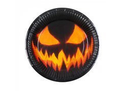 Halloween papírtányér ijesztő tök - 23 cm - 10 db.