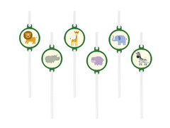 Szafari születésnapi szívószálak - 6 db.