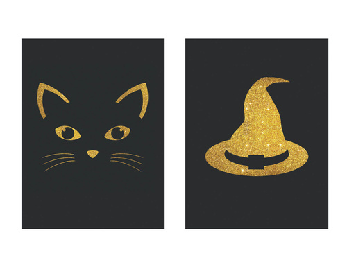 Boszorkány és macska üvegcímkék - 9 db.
