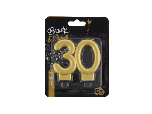 Fémszínű arany 30. évfordulós gyertya - 1 db.