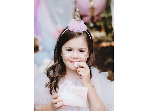 Egyszarvú fejpánt fodorral rózsaszín - 1 db.