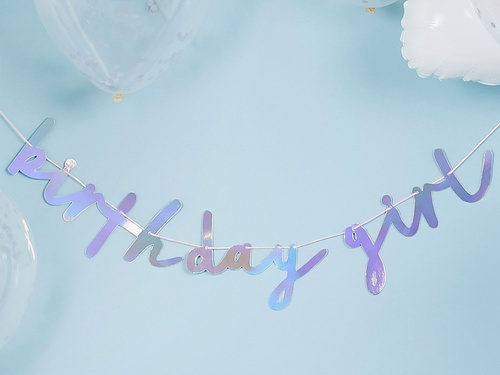 Születésnapi lány holografikus banner - 200 cm - 1 db.