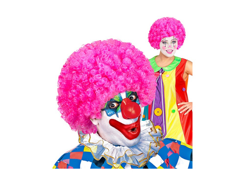 Göndör bohóc paróka rózsaszín afro haj