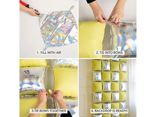 Fólialufi Holografikus sárga négyzetek - 35 x 35 cm - 4 db.