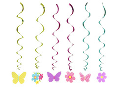 Függődísz - Virágok és pillangók - 1 m - 6 db.