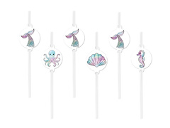 Sellő születésnapi szívószálak - 6 db.