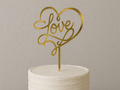 Arany tükör plexi torta teteje Love - 15 cm