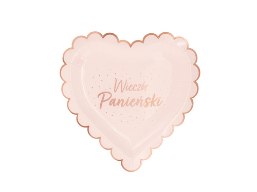 Papírtányérok a Nők éjszakájához Szív - 23 cm - 6 db.