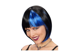 Zoey paróka - fekete, kék kiemelésekkel