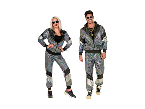 80-as évekbeli jelmez - ezüst fényvisszaverő tréningruha