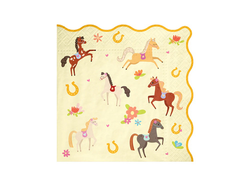 Csészék + szalvéták + papírtányérok készlete Lovak - 22 db.