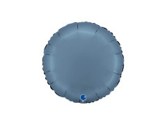 Kerek szatén kék Jeans fólia lufi - 14" - 1 db.