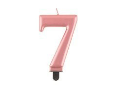 Fém szám gyertya rózsaarany - 7 - hét - hét