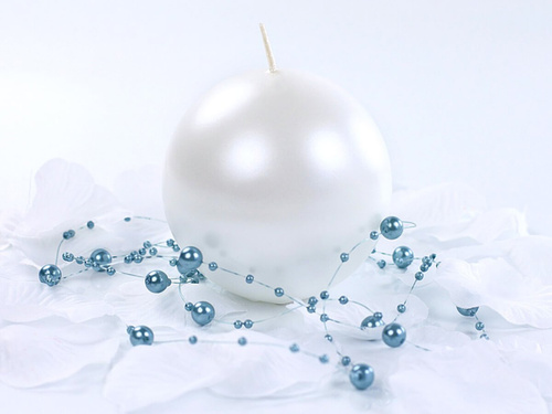 Fém gyöngyház gyertya - 8 cm - 1 db.